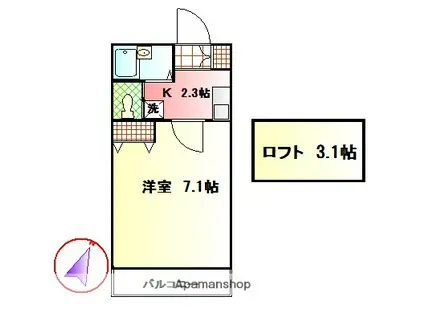 シュロスハイム東海大学前(1K/2階)の間取り写真
