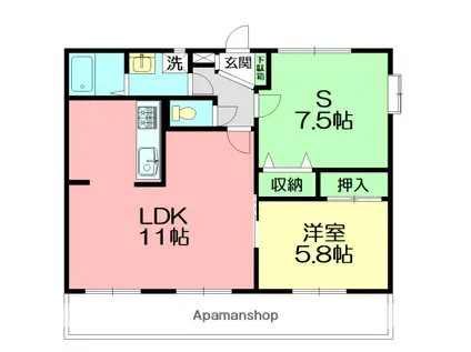 グランパルク(1SLDK/3階)の間取り写真