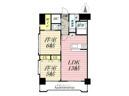 ヴェルセ湘南(2LDK/6階)の間取り写真