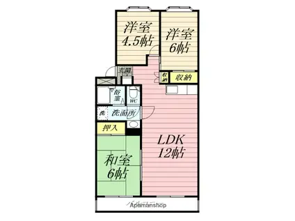 ハイツ崇善(3LDK/5階)の間取り写真