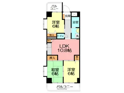 コルビュジェ湘南台(3LDK/1階)の間取り写真