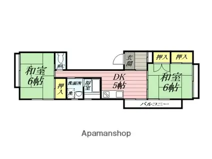 ワキタハイム(2K/2階)の間取り写真