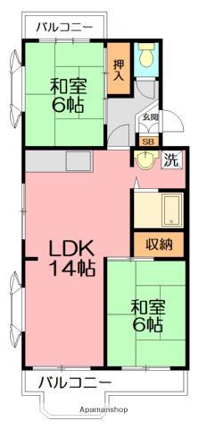 キングレジデンス浜竹(2LDK/3階)の間取り写真