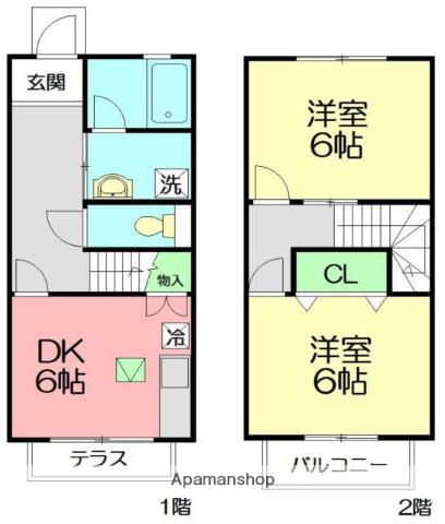 イーストテラス(2DK)の間取り写真