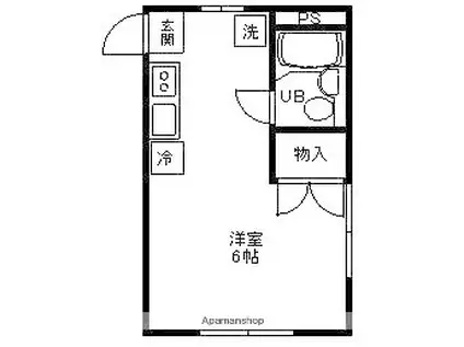 サンコート浜竹(ワンルーム/2階)の間取り写真