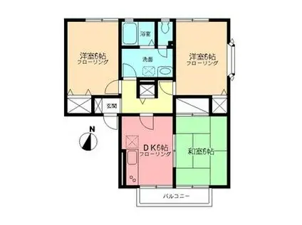 湘南台ビレッジB(3DK/1階)の間取り写真