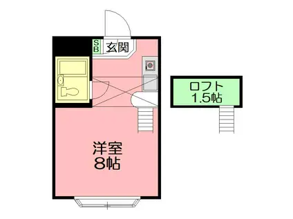 ベルピア伊勢原2(ワンルーム/2階)の間取り写真