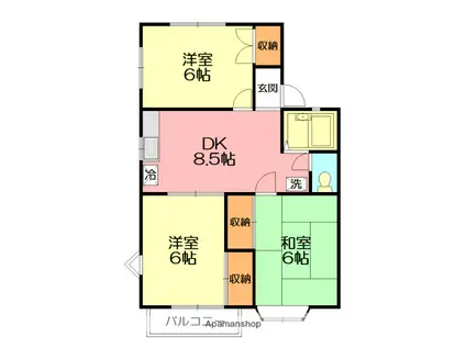 ダイヤビレッジ(3DK/2階)の間取り写真