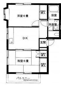 ハイツ青桐(2DK/1階)の間取り写真