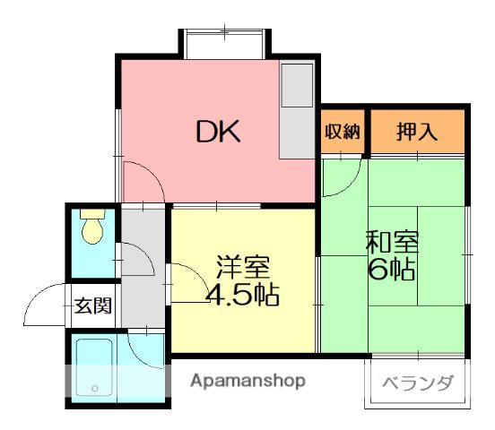 すみれハイツ(2DK/2階)の間取り写真