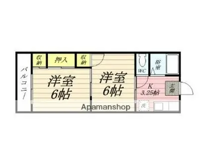 湘南グリーンハイム(2K/2階)の間取り写真