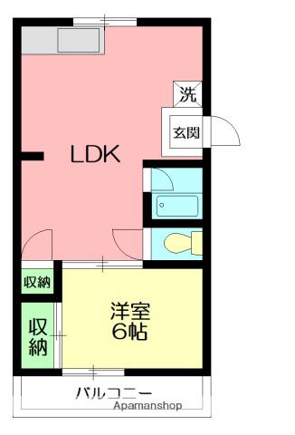 桐山ビル(1LDK/2階)の間取り写真