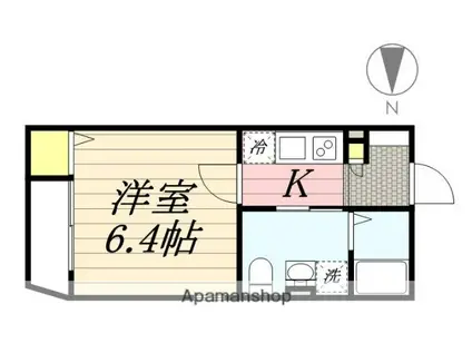 ベルメント袖ケ浜(1K/2階)の間取り写真