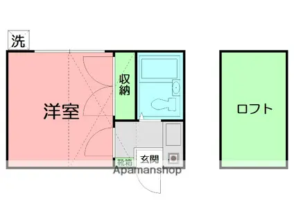 スカイソラーレ(ワンルーム/1階)の間取り写真