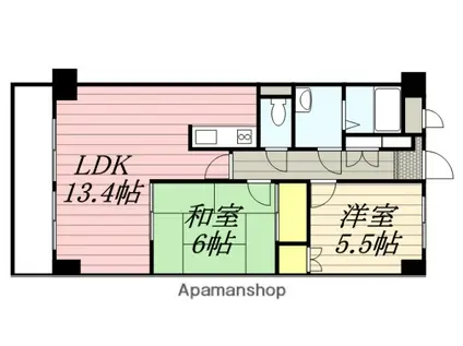 ツインベル・カトレア館(2LDK/2階)の間取り写真