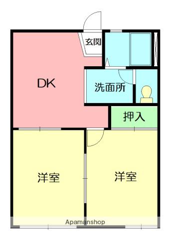 パレーシャル桜花園1(2DK/2階)の間取り写真