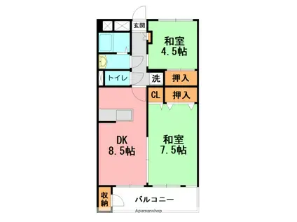 マンション茅ケ崎(2DK/2階)の間取り写真
