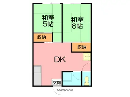 東コーポ(2DK/2階)の間取り写真