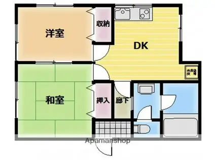 LC秦野(2DK/2階)の間取り写真