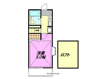 茅ヶ崎メローハイツ(1K/2階)の間取り写真