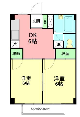 シティハイツAOKI(2DK/2階)の間取り写真
