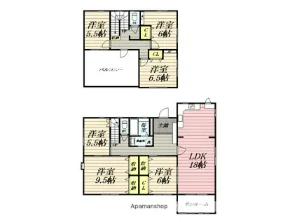 小田急電鉄江ノ島線 南林間駅 徒歩7分 2階建 築53年(6LDK)の間取り写真