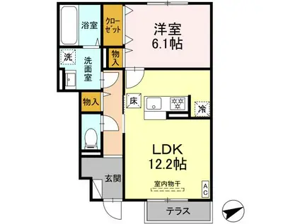ロイヤルムーン(1LDK/1階)の間取り写真