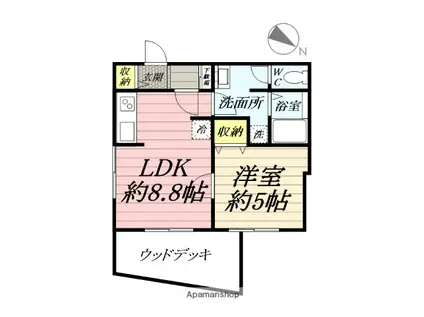 HB浜町Ⅱ(1LDK/1階)の間取り写真