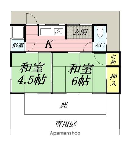 御殿場線 下曽我駅 徒歩19分 1階建 築57年(2K)の間取り写真