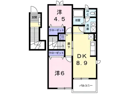 パルテール・アン(2DK/2階)の間取り写真