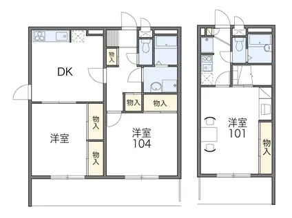 レオパレス湘南A(2DK/1階)の間取り写真