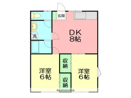 一の崎ハウス(2DK/1階)の間取り写真