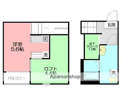 アミティテラス(1K/2階)の間取り写真