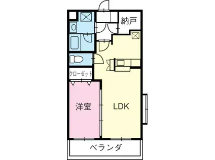 パルテール足柄II(1LDK/3階)の間取り写真