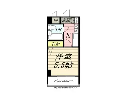 クリオ愛甲石田壱番館(1K/5階)の間取り写真