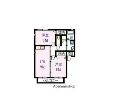 シャルマンA(2LDK/1階)の間取り写真