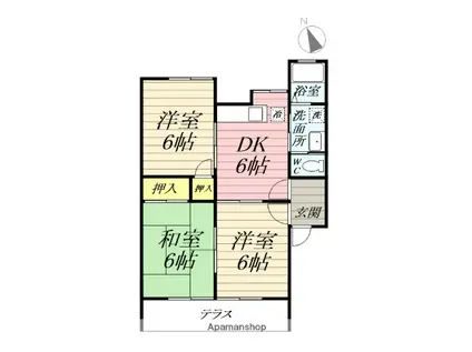 コーポ久保寺A(3DK/1階)の間取り写真