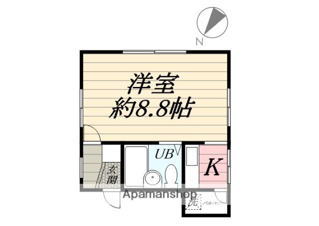 ウィンディハイツⅡ(ワンルーム/2階)の間取り写真