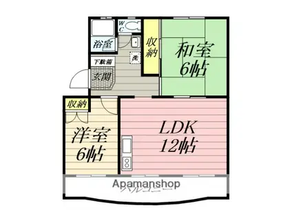 シャトルⅠ(2LDK/4階)の間取り写真