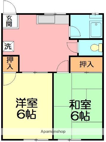 ハイツカワバタ(2DK/2階)の間取り写真