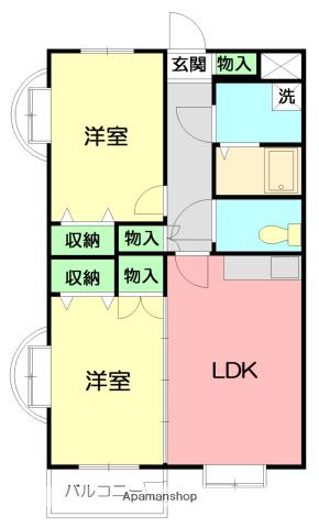 ルシエル Ⅱ(2LDK/4階)の間取り写真