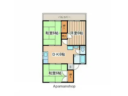 レジデンスほしな(3DK/2階)の間取り写真