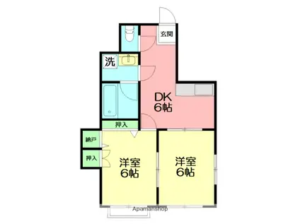 見附町コスモマンション(2DK/3階)の間取り写真