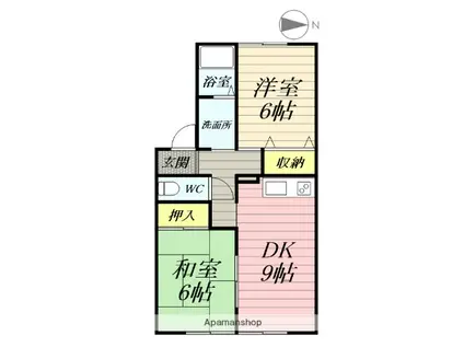 ビッグフィールド(2DK/2階)の間取り写真
