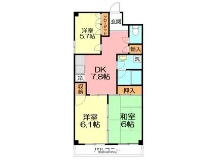 プレシャス厚木(3DK/1階)の間取り写真