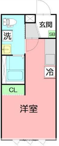 サザンクロス東海大学(ワンルーム/1階)の間取り写真