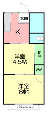 ハイツ土屋(2K/2階)の間取り写真