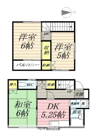 パレスサンライズB(3K)の間取り写真