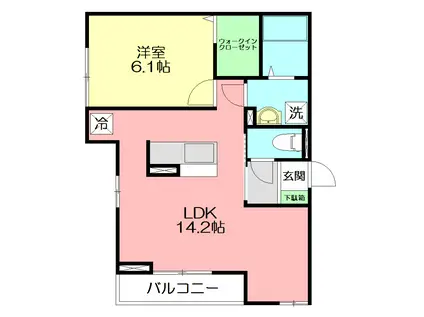 エミグランド愛甲石田(1LDK/1階)の間取り写真