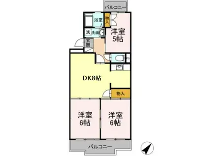 山王塚レジデンス(3DK/2階)の間取り写真